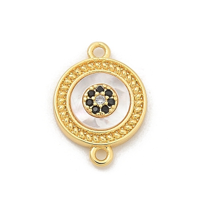 Brass Micro Pave Clear Cubic Zirconia Connector Charms KK-M303-04G-07-1