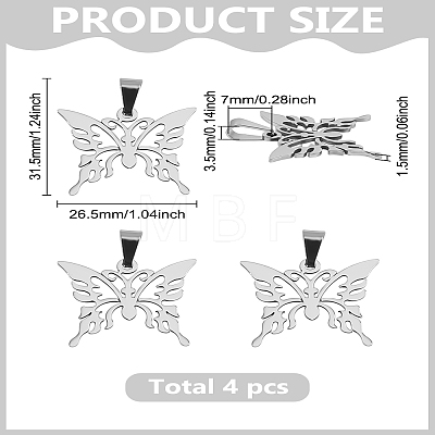 4Pcs 202 Stainless Steel Pendants STAS-LP0003-74-1