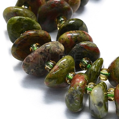 Natural Unakite Beads Strands G-K245-H12-01-1