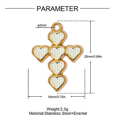 304 Stainless Steel with Enamel Pendants SA-OY002-32G-01-1