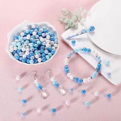 400Pcs 4 Colors Opaque Acrylic Beads MACR-SZ0001-79D-1