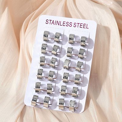 304 Stainless Steel Polishing Effect Hoop Earrings EJEW-M001-39P-1