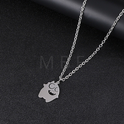 Halloween 201 Stainless Steel Little Monster Pendant Cable Chain Necklaces for Women Men WGE09D2-03-1