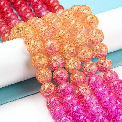 Spray Painted Crackle Glass Beads Strands DGLA-C002-10mm-09-1