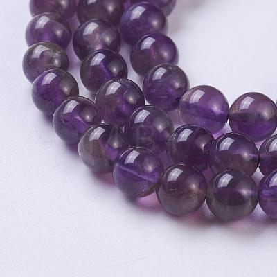 Natural Amethyst Round Beads Strands G-N0120-11A-6mm-1