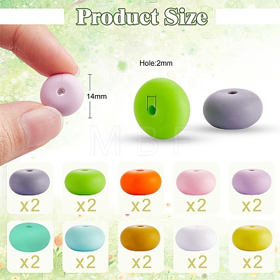 20Pcs 10 Colors Rondelle Silicone Beads JX323A-01-1