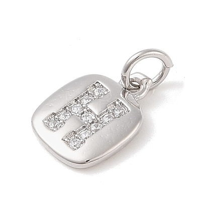 Rack Plating Brass Micro Pave CLear Cubic Zirconia Charms KK-E110-14P-H-1