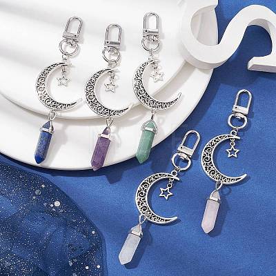 Hollow Moon Alloy Pendant Decoraiton HJEW-JM01428-1