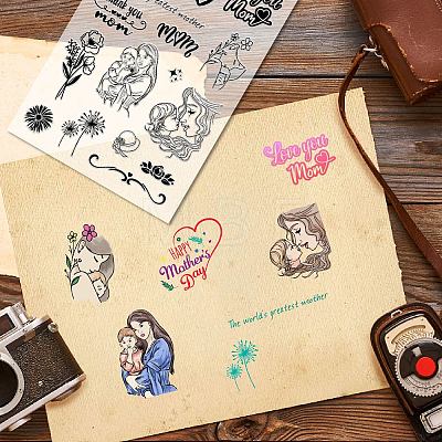 3Pcs 3 Styles Mother's Day Theme Custom PVC Plastic Clear Stamps DIY-WH0619-0016-1