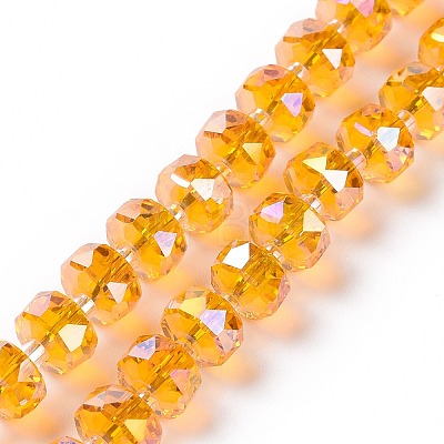 Transparent Electroplate Glass Beads Strands GLAA-E036-01-M-1