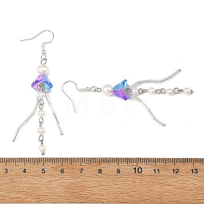 Shell Pearl & Glass Dangle Earrings EJEW-JE07528-1