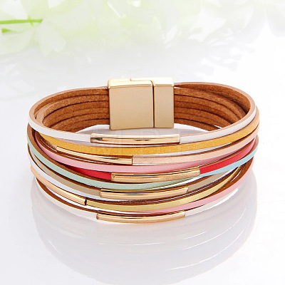 Two Tone Imitation Leather Multi-strand Bracelets for Women WGE2A7B-10-1