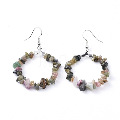 Natural & Synthetic Mixed  Gemstone Dangle Earrings EJEW-E255-D-1