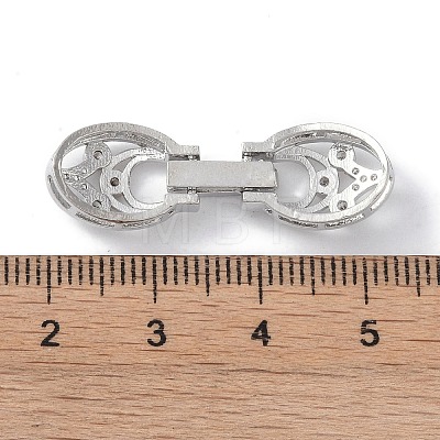Rack Plating Brass Micro Pave Clear Cubic Zirconia Fold Over Clasps KK-NH0002-03G-P-1