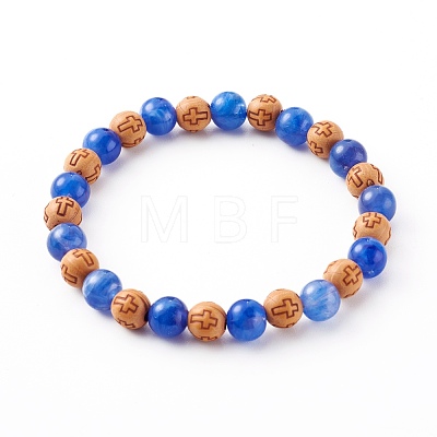 Imitation Wood & Gemstone Style Acrylic Beaded Stretch Bracelets BJEW-JB06229-1