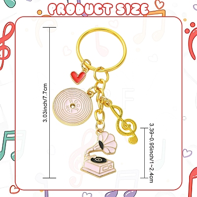 Alloy Enamel Disc & Gramophone & Musical Note Pendant Decorations KEYC-YW00286-02-1