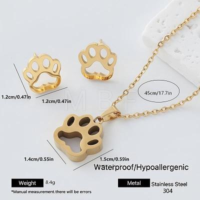 304 Stainless Steel Pendant Necklace & Stud Earrings Set for Women AW2289-2-1