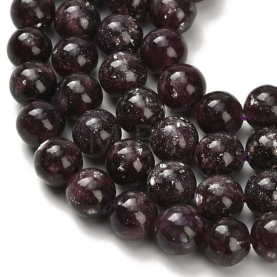 Natural Lepidolite/Purple Mica Stone Beads Strands G-H335-B03-8mm-A-1