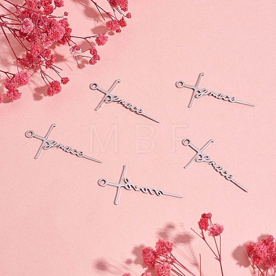 10Pcs Grace Cross Charm Pendant Cross Faith Charm Necklace Stainless Steel Pendant for Christian Religious Jewelry Gifts Making JX522A-1