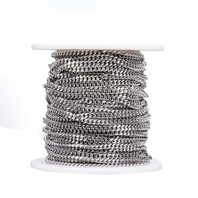 Tarnish Resistant 304 Stainless Steel Curb Chains CHS-P002-08P-0.6MM-1