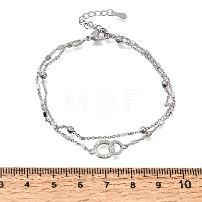 Brass Ring Link 2-Strand Bracelets KK-CBA103C-01P-1
