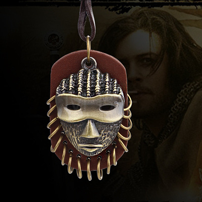 Easter Vintage Alloy with Imitation Leather Tribal Mask Pendant Necklaces FS-WG7B4BC-01-1