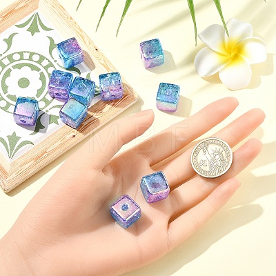 10Pcs Gradient Color & UV Plating Transparent Acrylic Beads OACR-YW0002-25C-1
