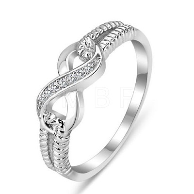 Brass & Clear Cubic Zirconia Finger Rings for Women FS-WGA713C-02-1