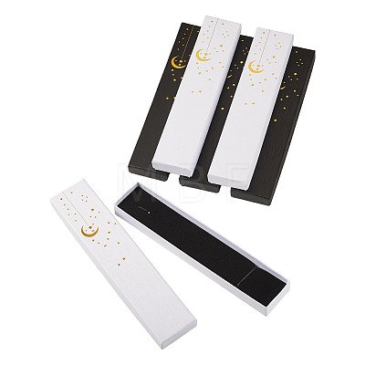 6Pcs 2 Colors Gold Stamping Moon Printed Cardboard Paper Jewelry Necklace Packaging Boxes CON-TA0001-46-1