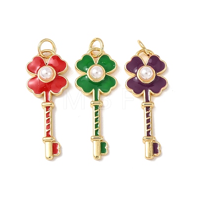 Brass Enamel Pendants KK-C143-5G-1