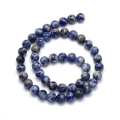 Natural Blue Spot Jasper Round Beads Strands G-O047-01-8mm-1
