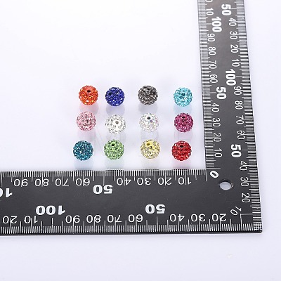 60Pcs 12 Colors Polymer Clay Rhinestone Beads RB-SZ0001-05-1