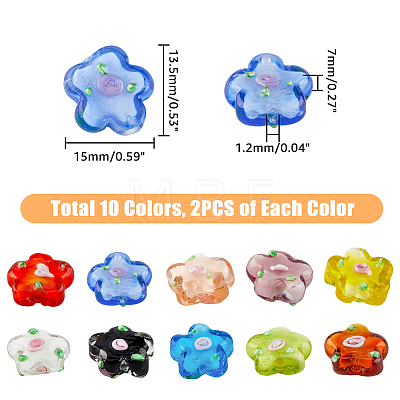 20Pcs 10 Colors Glass Bead FIND-HY0001-03-1