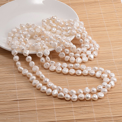 Natural Pearl Nuggets Beaded Necklace NJEW-P126-B-01E-01-1