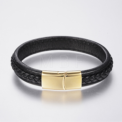 Braided Leather Cord Bracelets BJEW-H561-08F-1