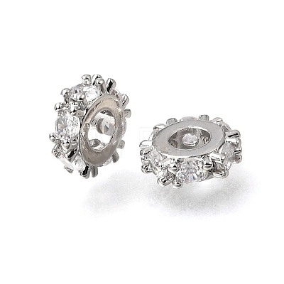 Brass Micro Pave Clear Cubic Zirconia Beads KK-K427-02A-P-1