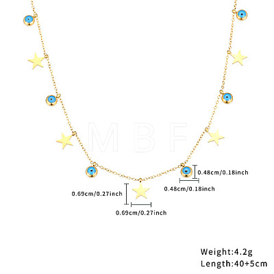 Star & Evil Eye Stainless Steel Charms Bib Necklace HG2459-1