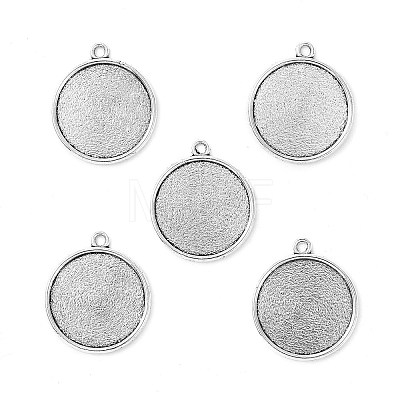 Tibetan Style Antique Silver Alloy Flat Round Pendant Cabochon Settings LS-TIBEP-M022-45AS-1