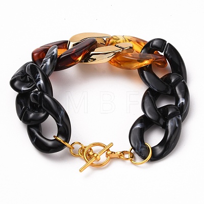 Acrylic Cuban Link Chain Bracelets BJEW-JB05659-1