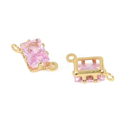 Brass Pave Cubic Zirconia Rectangle Connector Charms KK-P347-05G-01-1