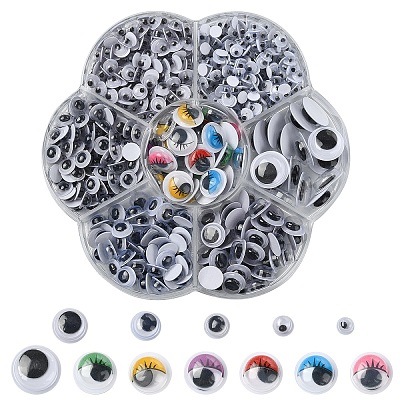 743Pcs Black & White Plastic Wiggle Googly Eyes Buttons KY-YW0001-12-1