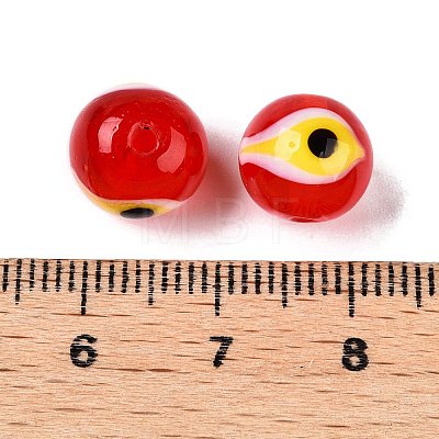 Handmad Evil Eye Round Lampwork Beads LAMP-T021-17C-1