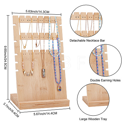 3-Tier Wooden Slant Back Jewelry Display Stands ODIS-WH0025-115-1