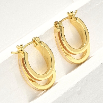 Two-layer Oval Brass Enamel Hoop Earrings EJEW-S252-03B-G-1