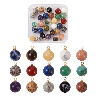 Yilisi 30Pcs 15 Colors Natural Gemstone Charms G-YS0001-01-1