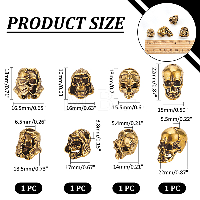  4Pcs 4 Styles Brass European Beads KK-NB0003-65-1
