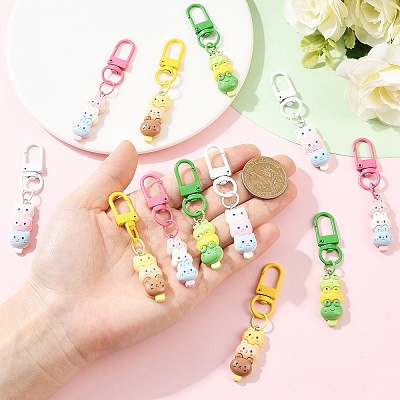5Pcs Rabbit Resin Pendant Decorations HJEW-YW00193-01-1