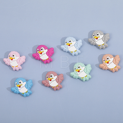 8Pcs 8 Colors Bird Food Grade Eco-Friendly Silicone Beads SIL-GO0001-11-1