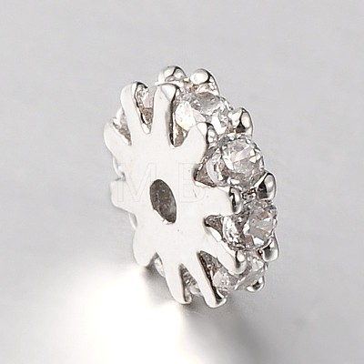 Brass Micro Pave Cubic Zirconia Spacer Beads ZIRC-M037-01P-RS-1