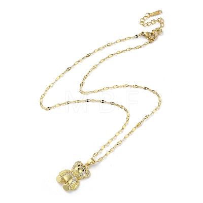 Brass with Rhinestone Bear Pendant Necklaces NJEW-Z026-03C-1